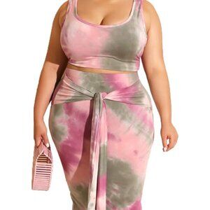 Pink Tie Dye Two Piece Summer Festival Outfit